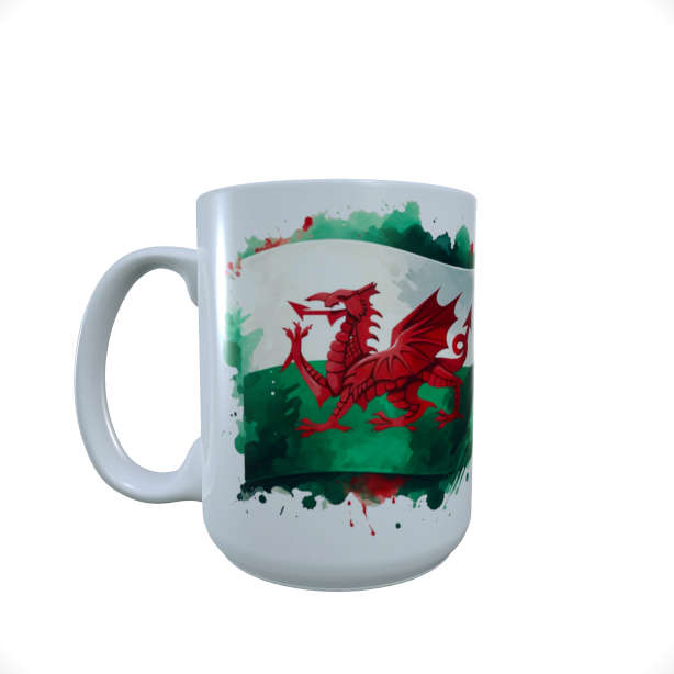 Welsh Flag Mug... Welsh Dragon Mug.. 15oz Ceramic Mug